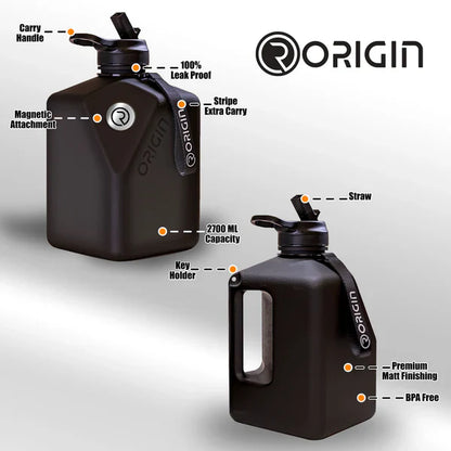 Oversized 2.7L Magnetic Tripod Water Bottle - Black