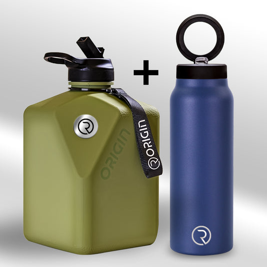 Bundle Offer: Military Green 2700ML + Blue – Tripod Water Bottles with MagSafe Mount Included