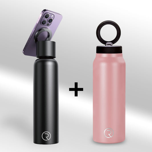 Bundle Offer: Black 750ML + Pink – Tripod Water Bottles with MagSafe Mount Included